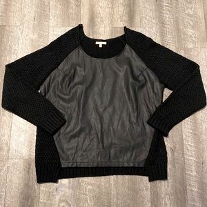Gibson Latimer Black Faux Leather Knit Sweater NWT XL